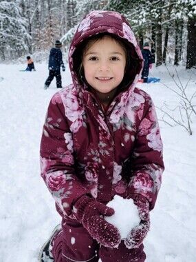 The Children's Place Burgundy Sugar Beet Floral  Lined Winter Puffer Coat Sz 7/8